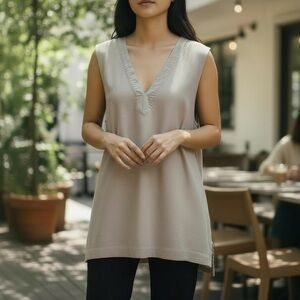 🌿 By Together Taupe V-Neck Sleeveless Tunic – size medium